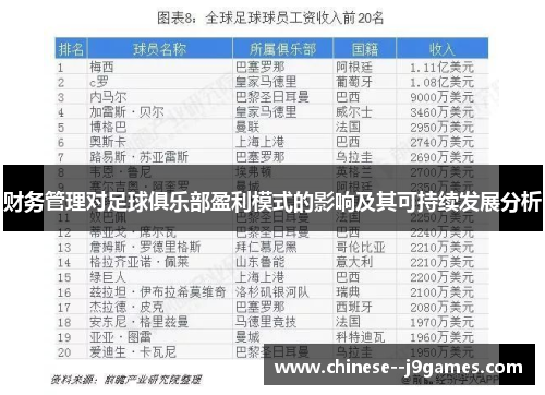 财务管理对足球俱乐部盈利模式的影响及其可持续发展分析