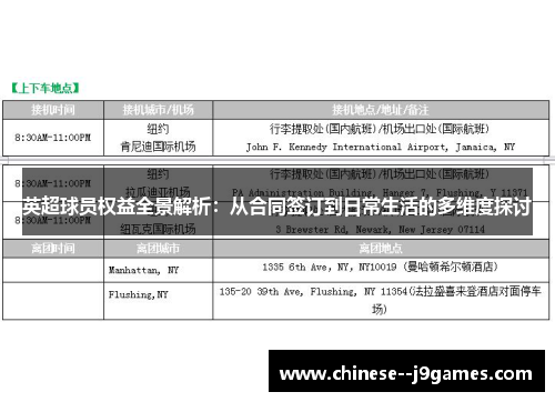 英超球员权益全景解析：从合同签订到日常生活的多维度探讨